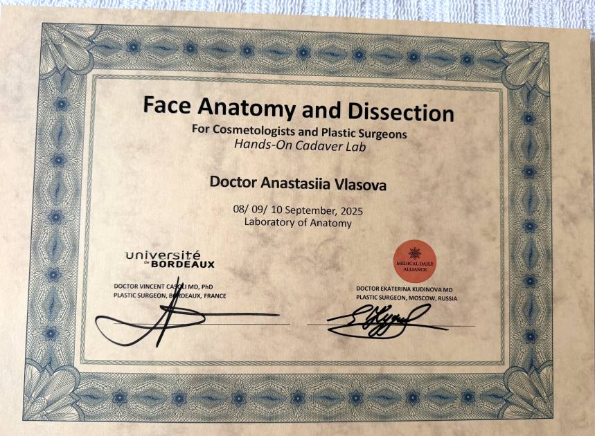 Face Anatomy & Dissection certificate