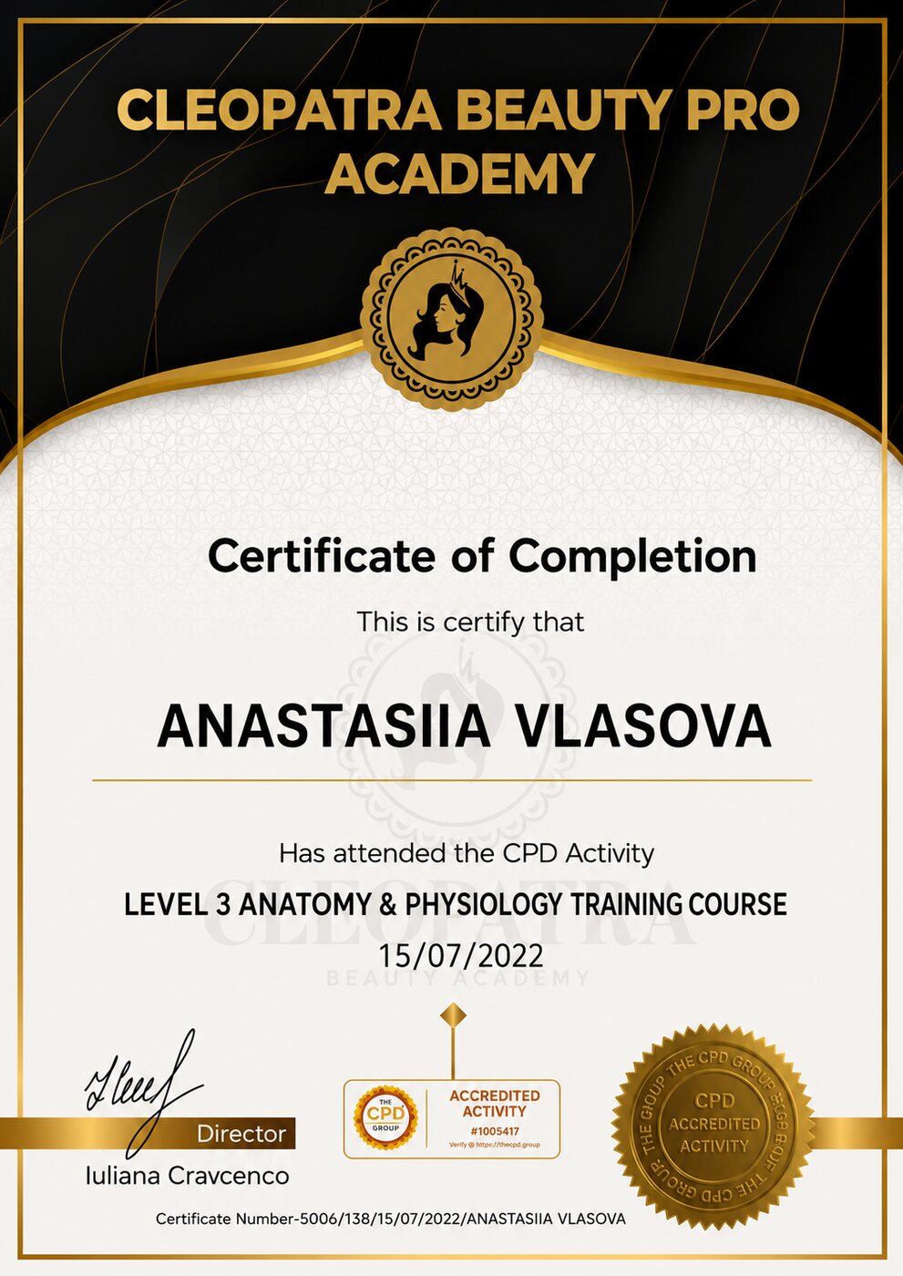 Level 3 Anatomy Physiology certificate
