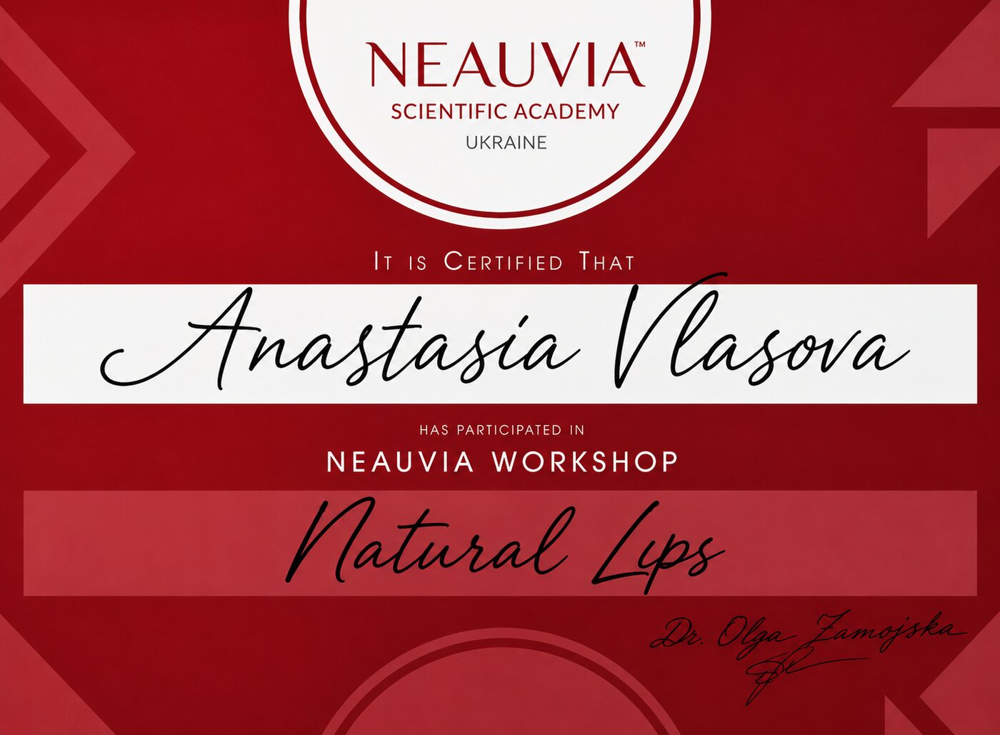 Natural Lips certificate