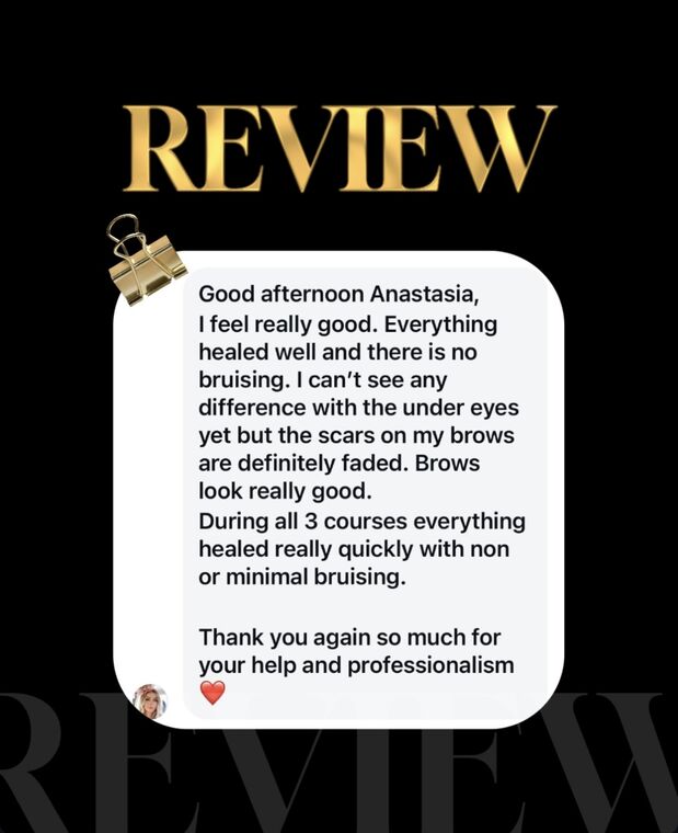 Client review for Brows and under-eye